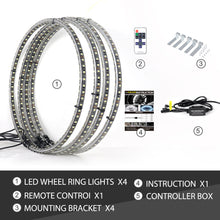 Load image into Gallery viewer, Super Bright 6500K Pure White LED Wheel Ring Lights for Trucks Cars SUV Pickup Vehicles Offroad | Double-Sided Sngle Row