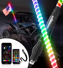 COB LED Whip Light (App&Remote) | DIY Patterns | RGB Chasing for UTV/ATV/Polaris/RZR/Can-Am/SXS Truck