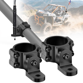 2PCS 360° Adjustable Heavy Duty Aluminum Whip Light Mount, 1.65''-2'' Roll Cage Brackets for UTV ATV Polaris Can Am
