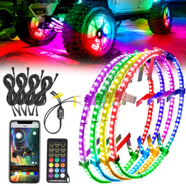 Double Sided RGB LED Wheel Ring Lights for Trucks Pickups Cars Offroad | 178+DIY Dynamic Modes