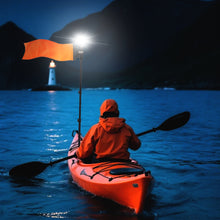 Load image into Gallery viewer, Tavaray Kayak Light with Orange Flag Pole Kit | 360° LED White Navigation Light