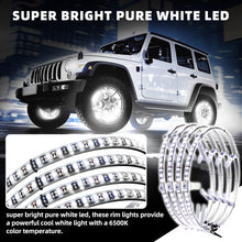 Load image into Gallery viewer, Adjustable 6500K Ultra-Bright Pure White LED Wheel Ring Lights for Trucks Cars SUVs Pickups Vehicle Offroad | Single-Sided Single Row