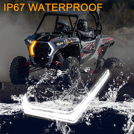 Grille Fang Lights Front Signature Accent Lights Compatible with 2019 - 2023 Polaris RZR XP 1000 XP Turbo | LED White DRL & Amber Turn Signal