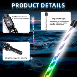 360° All-Around RGB LED Boat Navigation Lights | Plug-and-Play Marine Safety Navigation Lights with Remote Control