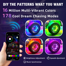 Load image into Gallery viewer, Double Sided RGB LED Wheel Ring Lights for Trucks Pickups Cars Offroad | 178+DIY Dynamic Modes