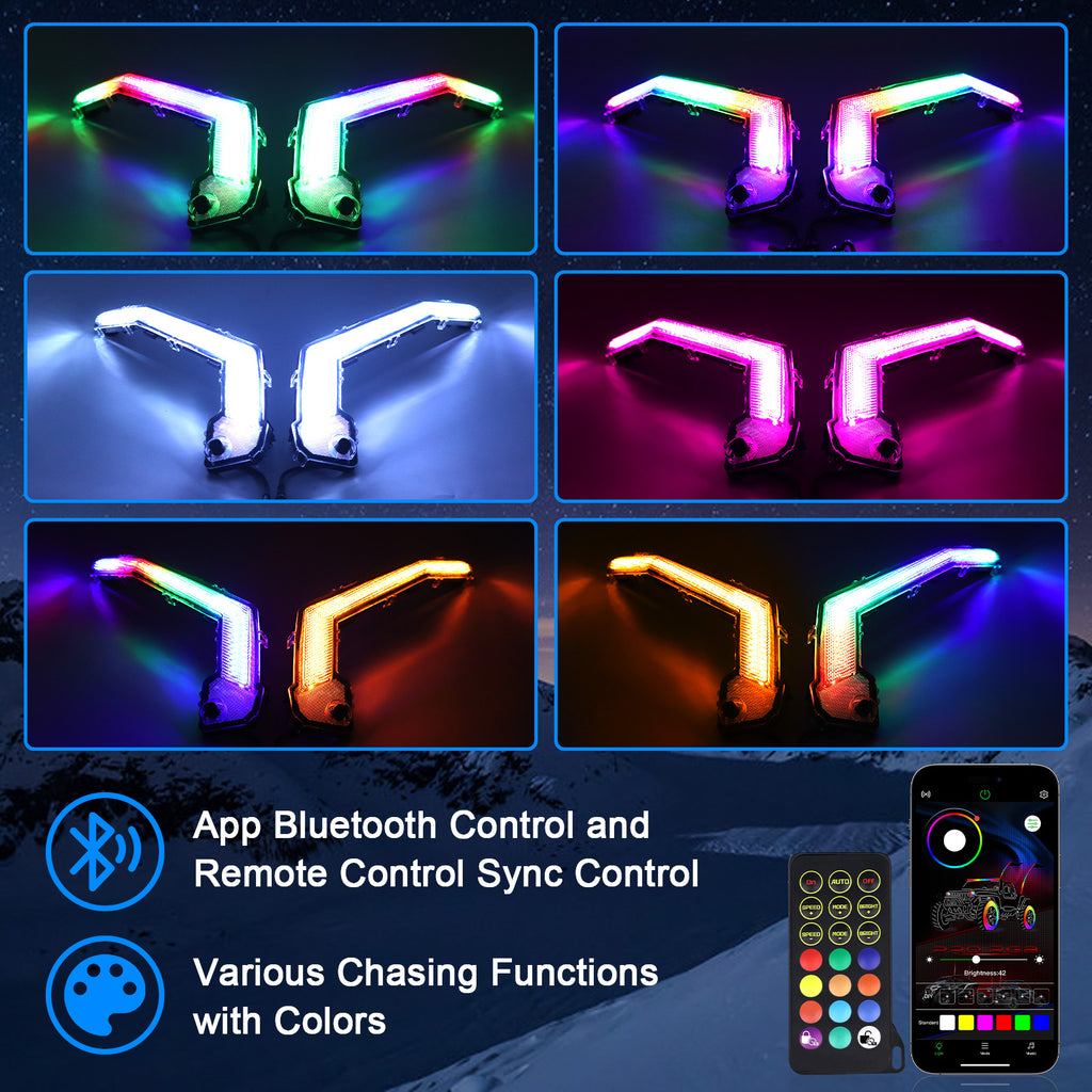 RGB X3 Fang Lights Compatible with Can Am Maverick X3 XDS XRS Max Turbo 2017-2023 | APP & Remote Control Multicolor LED with Music Sync