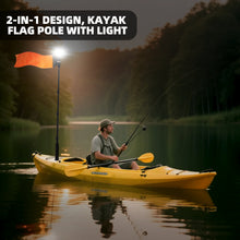 Load image into Gallery viewer, Tavaray Kayak Light with Orange Flag Pole Kit | 360° LED White Navigation Light