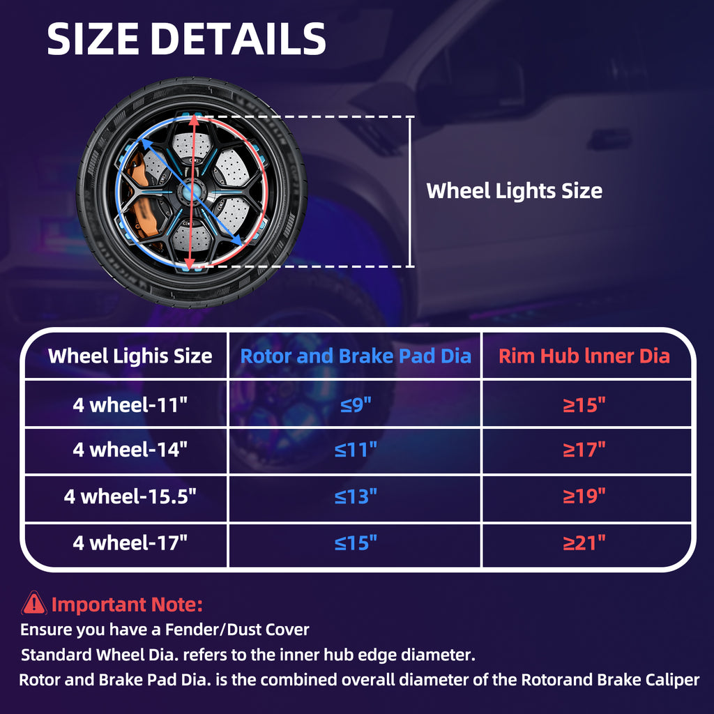Double Sided RGB LED Wheel Ring Lights for Trucks Pickups Cars Offroad | 178+DIY Dynamic Modes