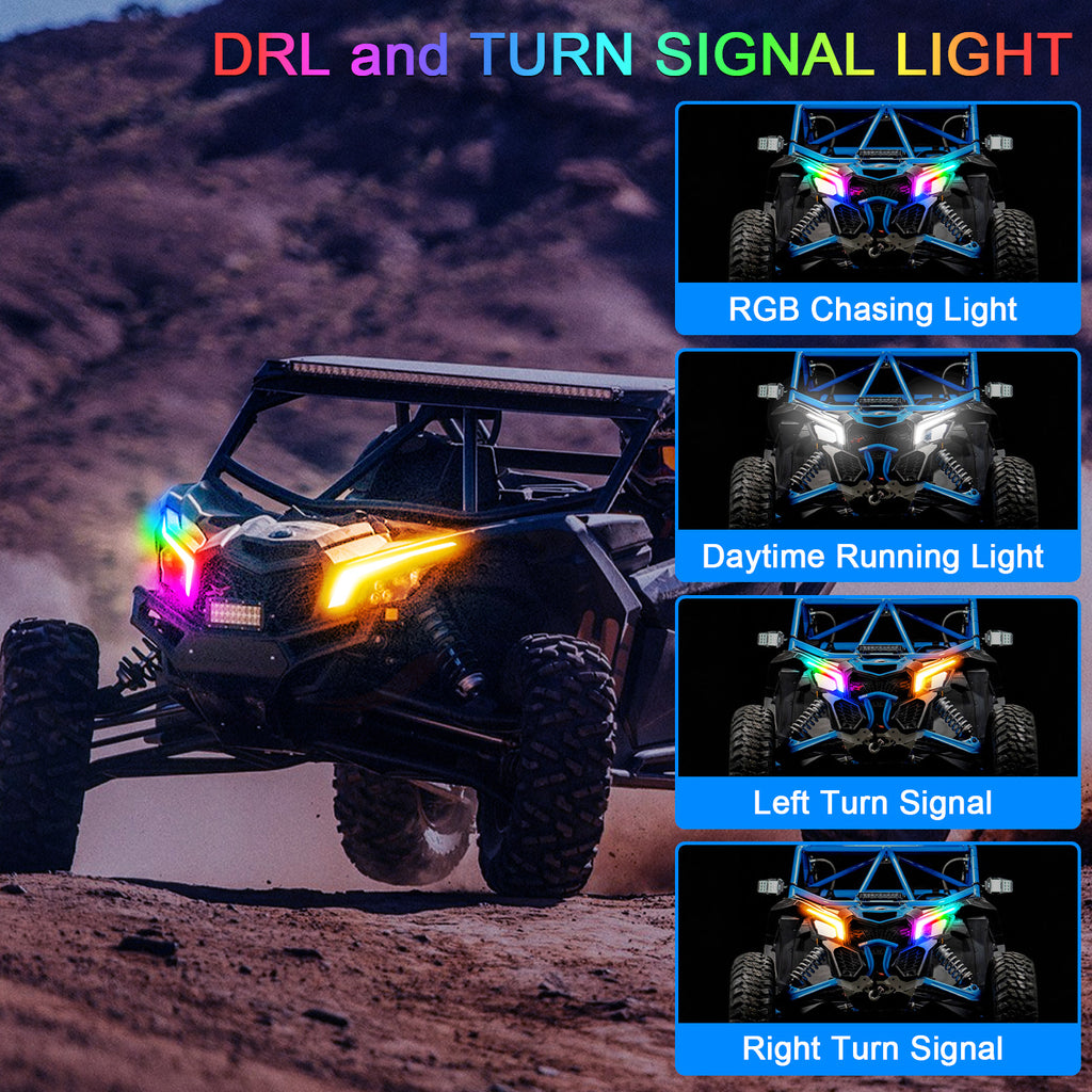 RGB X3 Fang Lights Compatible with Can Am Maverick X3 XDS XRS Max Turbo 2017-2023 | APP & Remote Control Multicolor LED with Music Sync