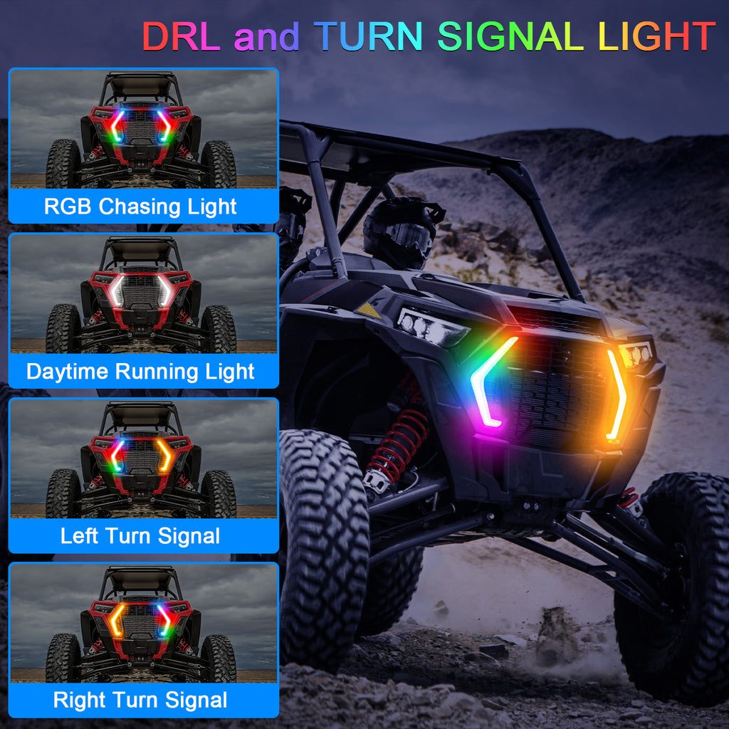 RGB RZR Fang Lights Compatible with 2019 2020 2021 2022 2023 Polaris RZR XP 1000 XP Turbo | APP & Remote Control Multicolor LED with Music Sync