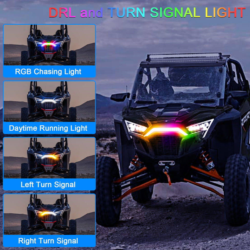 RGB RZR PRO Front Accent Light Compatible with 2020-2024 Polaris RZR PRO XP/4/ RZR PRO R/RZR Turbo | APP & Remote Control & Music Sync Modes