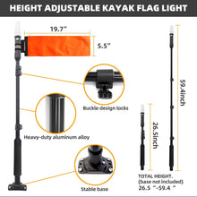 Load image into Gallery viewer, Tavaray Kayak Light with Orange Flag Pole Kit | 360° LED White Navigation Light