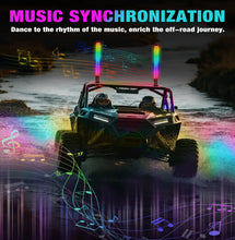 Load image into Gallery viewer, 2PCS COB Fat Whip Lights - App &amp; Remote Control, Brake/Signal/Reverse Sync, Spiral RGB Chasing for UTV ATV Polaris RZR Can-Am
