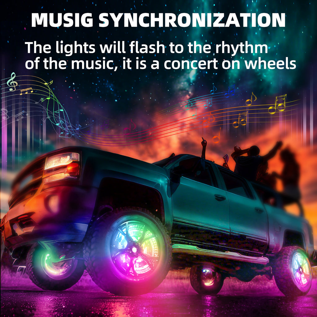 Double Sided RGB LED Wheel Ring Lights for Trucks Pickups Cars Offroad | 178+DIY Dynamic Modes