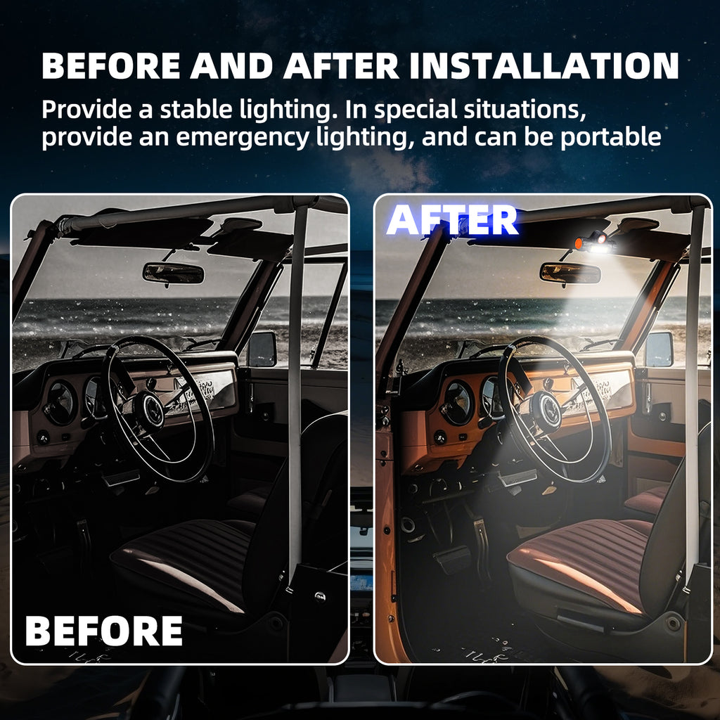 2PCS UTV Dome Light for 1.75"-2.35" Roll Bar Cage Mount Compatible with Polaris RZR Can Am Talon