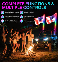 Load image into Gallery viewer, 2PCS COB LED Whip Light (App&amp;Remote) | DIY RGB Chasing | IP67 Waterproof | Quick Install for UTV/ATV/Truck