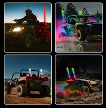 Load image into Gallery viewer, 2PCS COB Fat Whip Lights - App &amp; Remote Control, Brake/Signal/Reverse Sync, Spiral RGB Chasing for UTV ATV Polaris RZR Can-Am