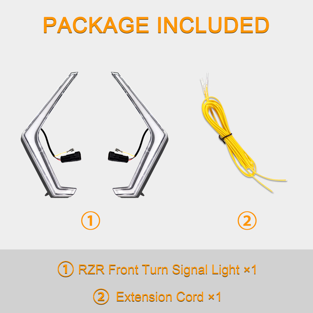 Grille Fang Lights Front Signature Accent Lights Compatible with 2019 - 2023 Polaris RZR XP 1000 XP Turbo | LED White DRL & Amber Turn Signal