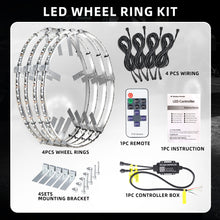 Load image into Gallery viewer, Adjustable 6500K Ultra-Bright Pure White LED Wheel Ring Lights for Trucks Cars SUVs Pickups Vehicle Offroad | Single-Sided Single Row