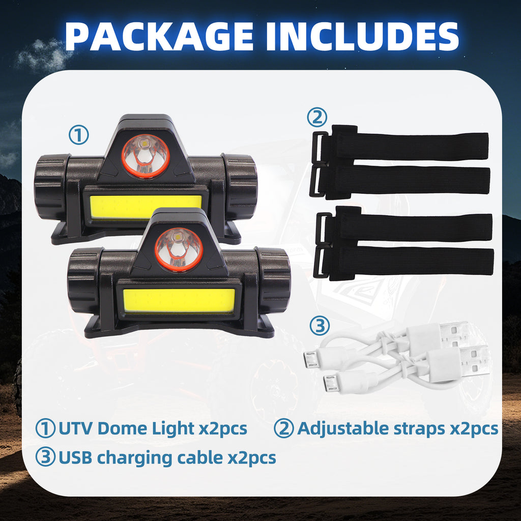 2PCS UTV Dome Light for 1.75"-2.35" Roll Bar Cage Mount Compatible with Polaris RZR Can Am Talon