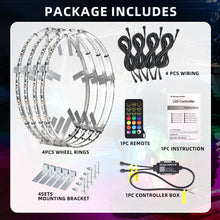 Load image into Gallery viewer, Single Row RGB LED Wheel Ring Lights for Trucks Pickups Cars Offroad | 178+DIY Dynamic Modes w/Turn Signal Braking and Reverse Function