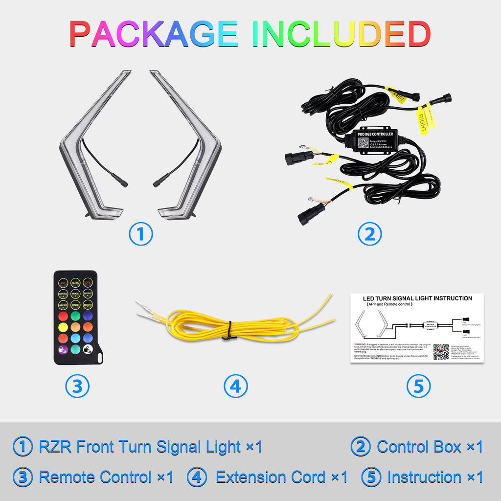 RGB RZR Fang Lights Compatible with 2019 2020 2021 2022 2023 Polaris RZR XP 1000 XP Turbo | APP & Remote Control Multicolor LED with Music Sync