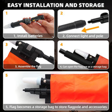 Load image into Gallery viewer, Tavaray Kayak Light with Orange Flag Pole Kit | 360° LED White Navigation Light