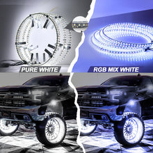 Load image into Gallery viewer, Super Bright 6500K Pure White LED Wheel Ring Lights for Trucks Cars SUV Pickup Vehicles Offroad | Double-Sided Sngle Row
