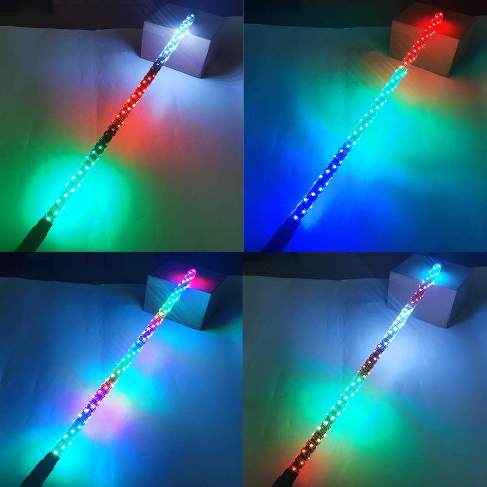 RF Remote Control  Dacning/Chasing Color LED Whip Lights for ATV/UTV/SXS